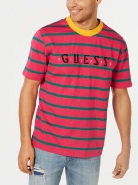 Guess x J Balvin Striped Logo Tee Shirt Vibras Concert Tour Pink Green Size XL